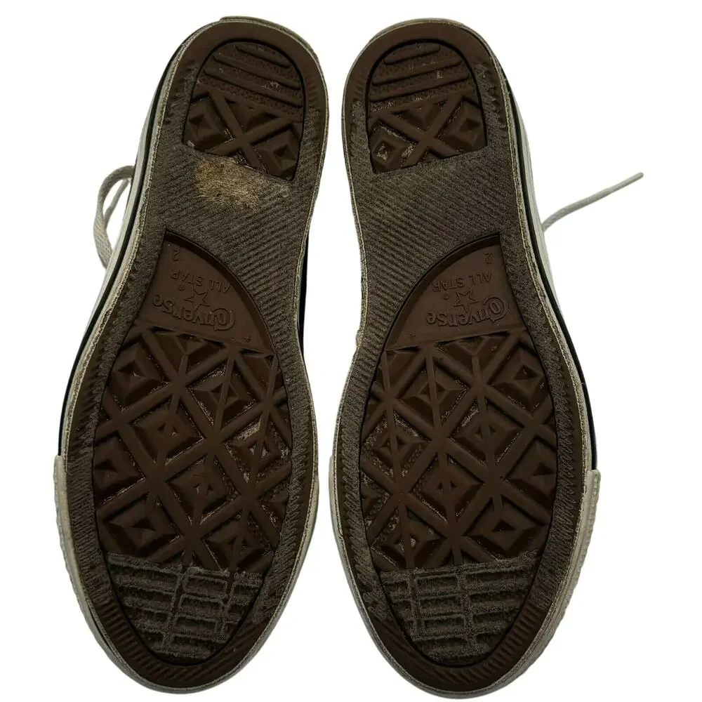 CONVERSE All Star Kids size 2 Brown white Lace Up Low cut top Sneakers‎ Shoes